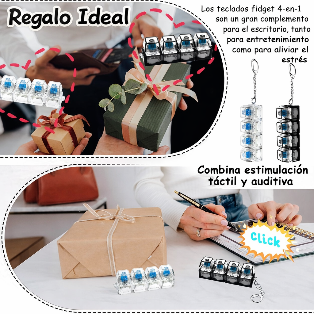 llavero de teclado mecánico anti estrés (con luces)
